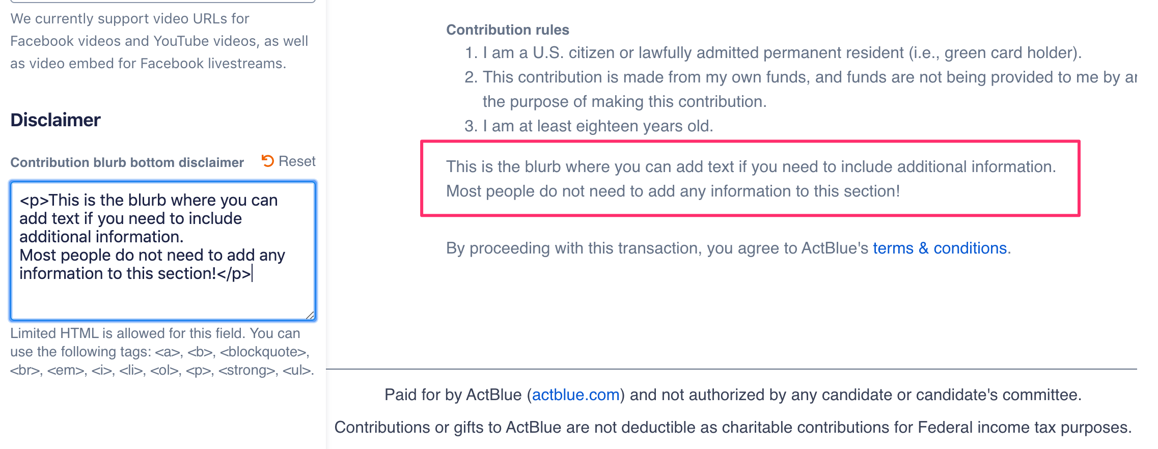 why is actblue not tax deductible