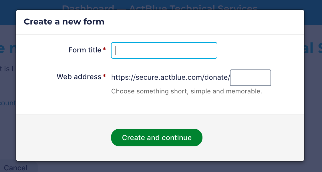 form title and url
