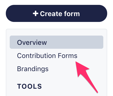 Contribution Forms tab