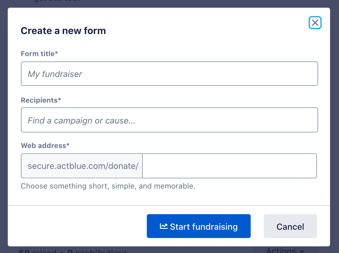 Screenshot of the pop-up where you can add your form's basic information